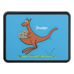 Cute kangaroo and koalas cartoon illustration trailer hitch cover