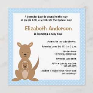 Cute Kangaroo Baby Shower Invitation - Boy
