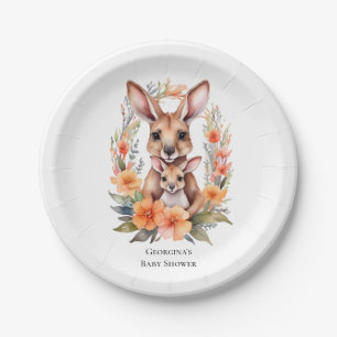 Cute Kangaroo Baby Shower Paper Plate