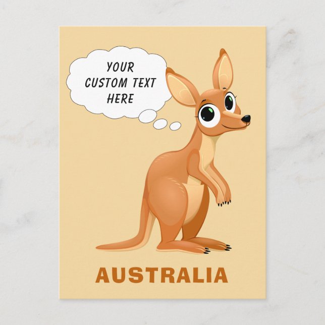 Cute Kangaroo custom text postcard (Front)