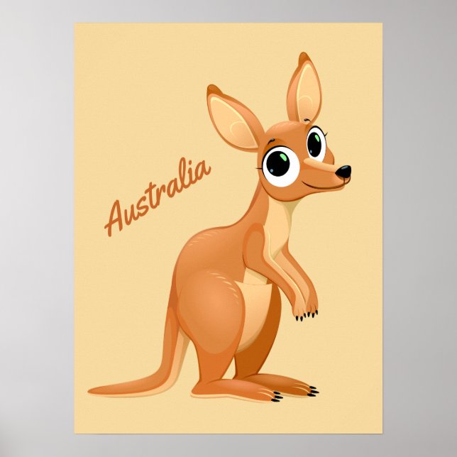 Cute Kangaroo custom text poster (Front)
