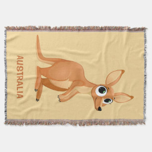 Cute Kangaroo custom text throw blanket