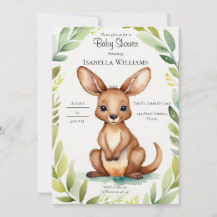 Cute Kangaroo Elegant Baby Shower Invitation