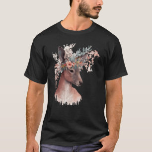 Cute Kangaroo Flower Crown Floral Kangaroo T-Shirt