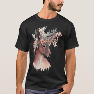 Cute Kangaroo Flower Crown Floral Kangaroo T-Shirt