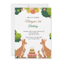 Cute Kangaroo Party Birthday Invitation