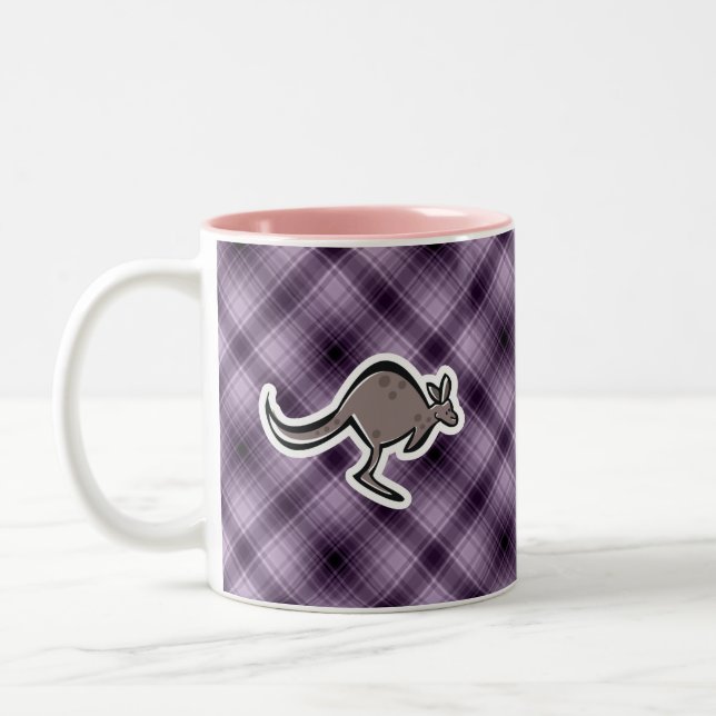 Cute Kangaroo; Purple Two-Tone Coffee Mug (Left)