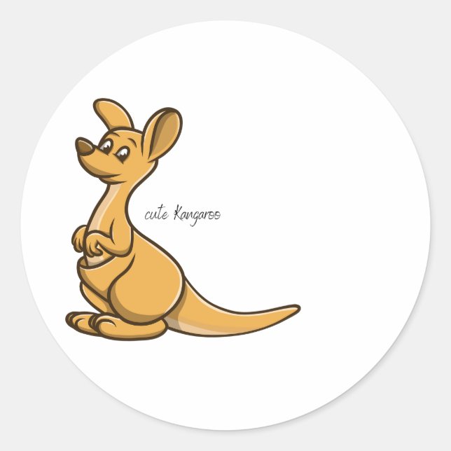 Cute Kangaroo text  round sticker (Front)