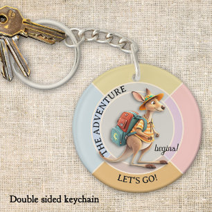 Cute Kangaroo Traveler The Adventure Begins Keychain