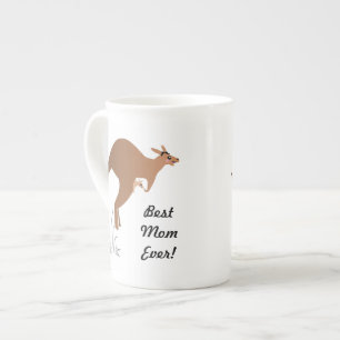 Cute kangaroo with baby in pouch bone china mug