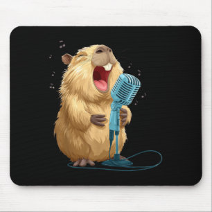 Cute Karaoke Capybara with Mic for Funny Singer Mouse Pad