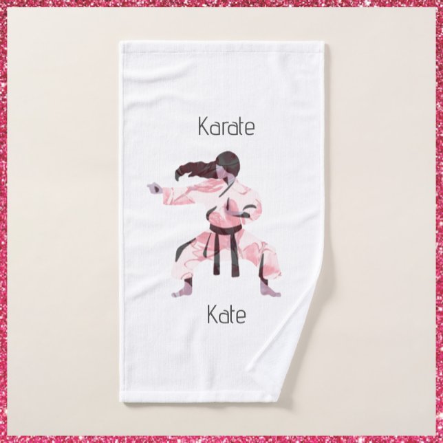 Cute Karate Girl Martial Arts Hand Towel (Creator Uploaded)