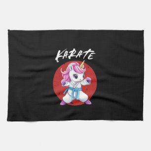 Cute Karate Kid Unicorn Long Sleeve T-Shirt Kitchen Towel