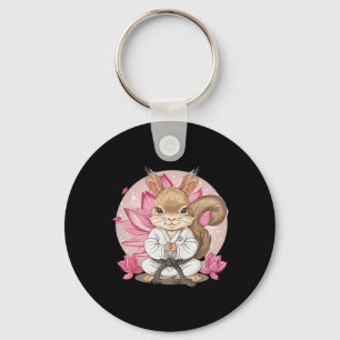 Cute Karate Squirrel Lotus Flower Kung Fu Mma Kick Keychain