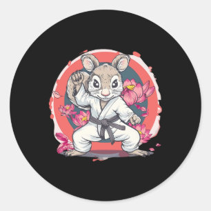 Cute Karate Squirrel Lotus Flower Mma Kickboxing K Classic Round Sticker