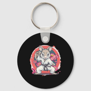 Cute Karate Squirrel Lotus Flower Mma Kickboxing K Keychain