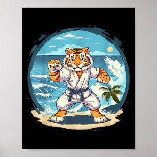 Cute Karate Tiger Jiu-Jitsu Kickboxing Taekwondo Poster