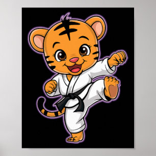 Cute Karate Tiger Martial Arts Funny For Kids Boys Poster