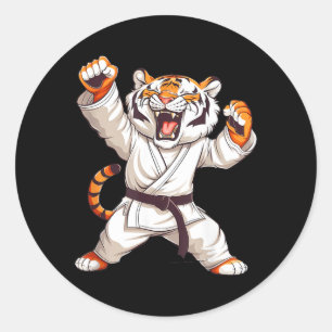 Cute Karate Tiger Taekwondo Jiu-Jitsu Tiger Lover Classic Round Sticker