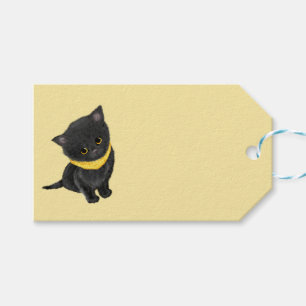 Cute Katie kitten gold gift tag