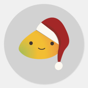 Cute Kawai Christmasi Mango Classic Round Sticker