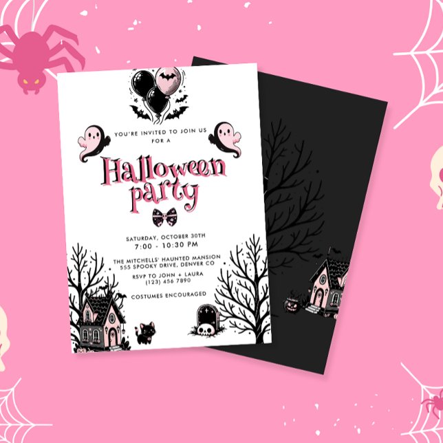 Cute Kawai Pink Halloween Party Invitation (Creator Uploaded)