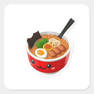 Cute Kawaii 3D Ramen Bowl Japanese Foodie Die-Cut Square Sticker
