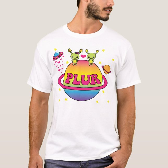 Cute Kawaii Aliens Plur T-Shirt (Front)
