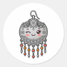 Cute Kawaii Amazigh Moroccan Silver EarringSticker