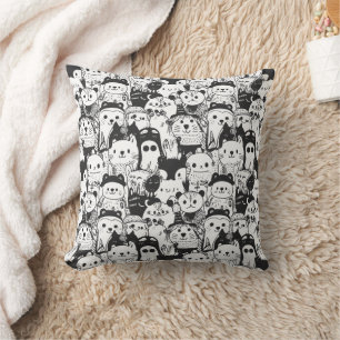 Cute Kawaii Animal Doodle Pattern (1) Throw Pillow