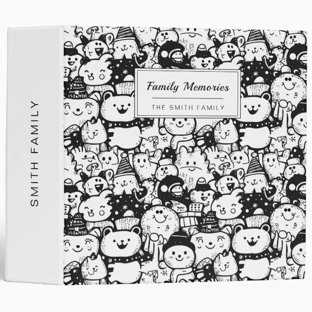 Cute Kawaii Animal Doodle Pattern (2) Binder (Front/Spine)