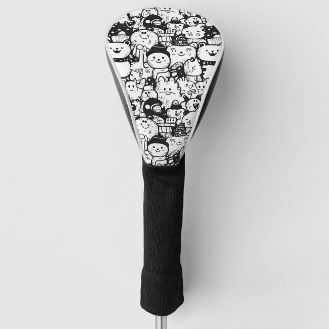 Cute Kawaii Animal Doodle Pattern (2) Golf Head Cover (Front)