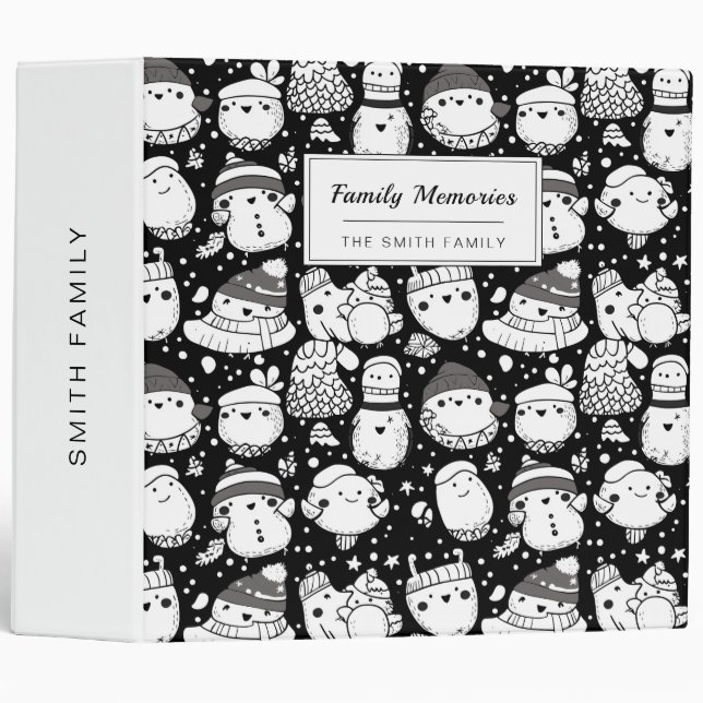 Cute Kawaii Animal Doodle Pattern (3) Binder (Front/Spine)