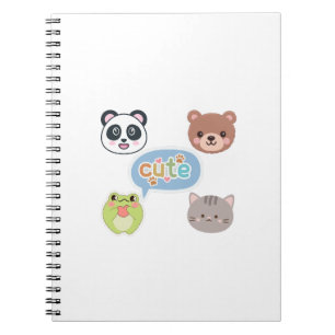Cute Kawaii Animal Faces   Adorable Cartoon Design Notebook