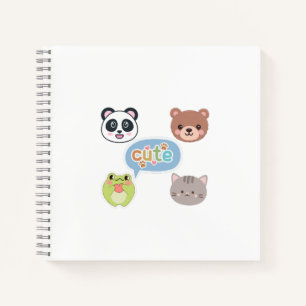 Cute Kawaii Animal Faces   Adorable Cartoon Design Notebook