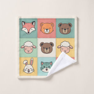 Cute Kawaii Animal Patchwork Nursery Wash Cloth