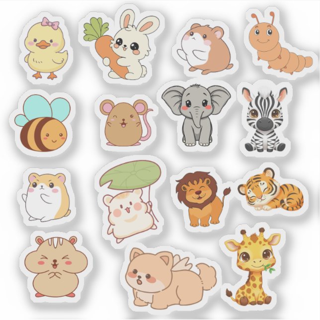 Cute Kawaii Animal Sticker Pack  (Devant)
