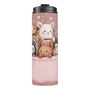 Cute Kawaii Animal Watercolor Illustration Thermal Tumbler