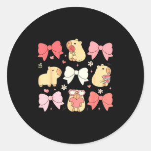 Cute Kawaii Animals And Nk Coquette Bows Aesthetic Classic Round Sticker