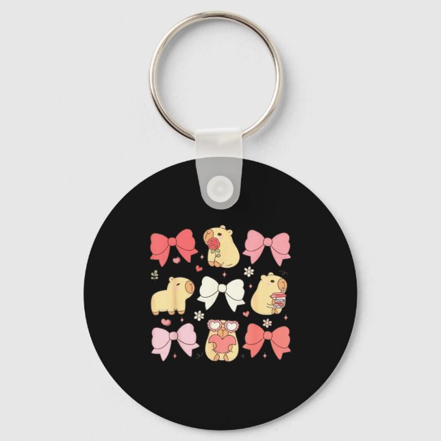 Cute Kawaii Animals And Nk Coquette Bows Aesthetic Keychain (Front)