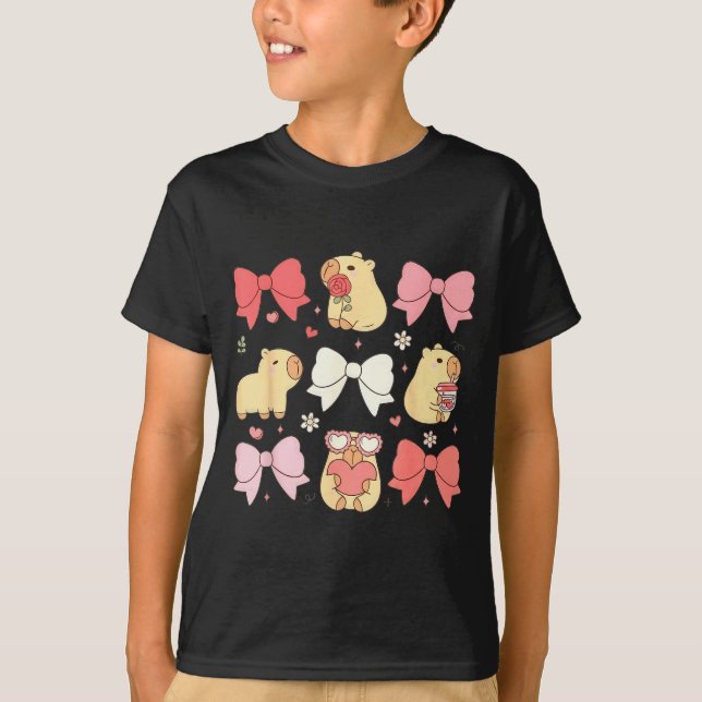 Cute Kawaii Animals And Nk Coquette Bows Aesthetic T-Shirt (Front)