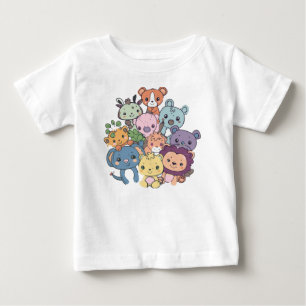 Cute Kawaii Animals Front and Back Toddler Baby T-Shirt