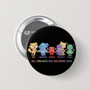 Cute Kawaii Animals Mental Health Emotions & Feeli 2 Inch Round Button