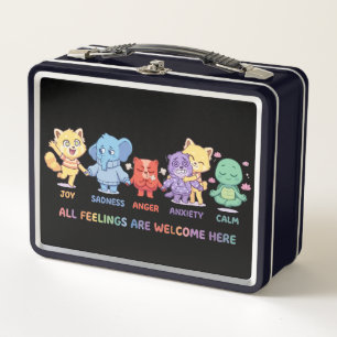 Cute Kawaii Animals Mental Health Emotions & Feeli Metal Lunch Box