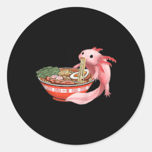 Cute Kawaii Anime Axolotl Japanese Ramen Noodles A Classic Round Sticker