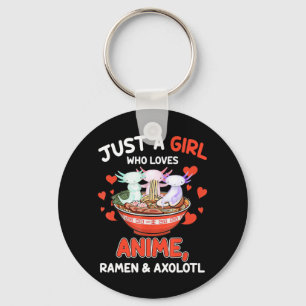 Cute Kawaii Anime Axolotl Japanese Ramen Noodles G Keychain