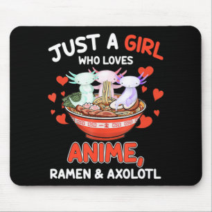 Cute Kawaii Anime Axolotl Japanese Ramen Noodles G Mouse Pad