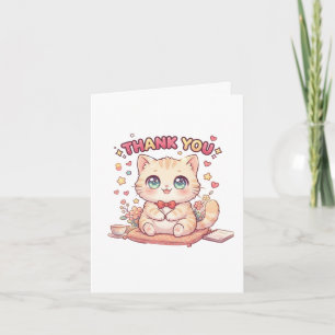 Cute Kawaii Anime Chibi Thank You Cat Card