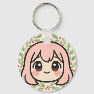 Cute Kawaii Anime Girl Face Keychain – Pastel Chib