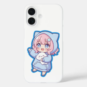 Cute Kawaii Anime Girl Sticker iPhone 16 Case